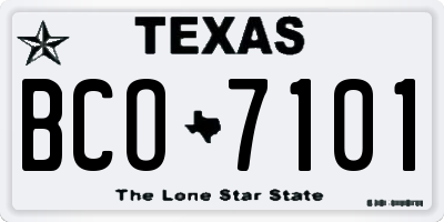 TX license plate BCO7101