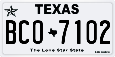 TX license plate BCO7102