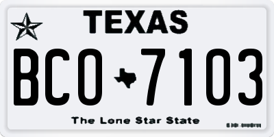 TX license plate BCO7103