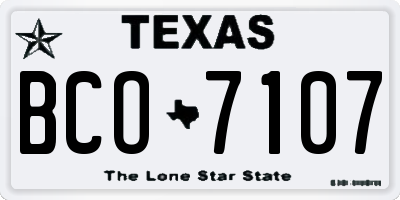 TX license plate BCO7107