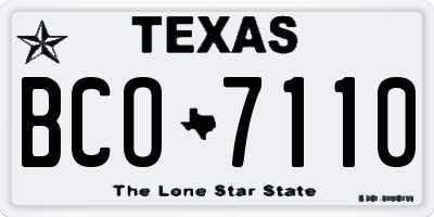 TX license plate BCO7110