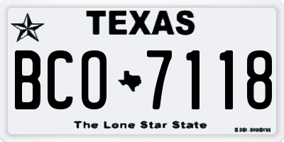 TX license plate BCO7118