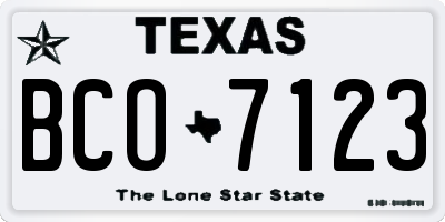 TX license plate BCO7123