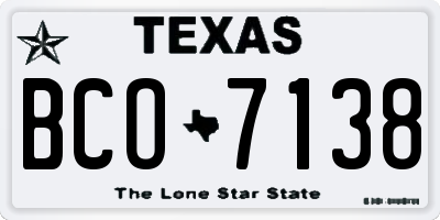 TX license plate BCO7138