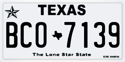TX license plate BCO7139