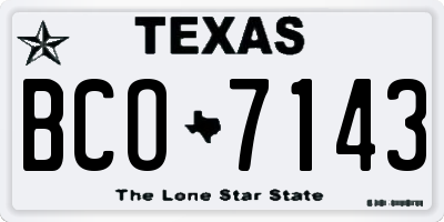 TX license plate BCO7143