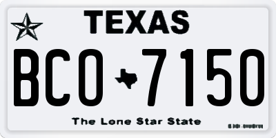 TX license plate BCO7150