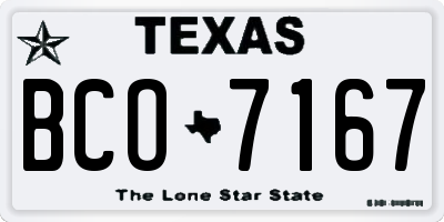 TX license plate BCO7167