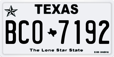 TX license plate BCO7192