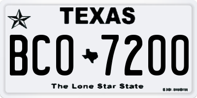 TX license plate BCO7200