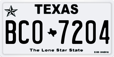 TX license plate BCO7204