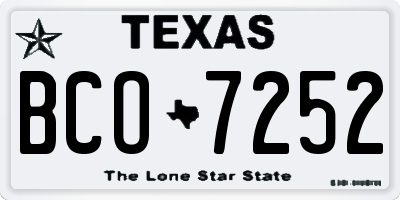 TX license plate BCO7252