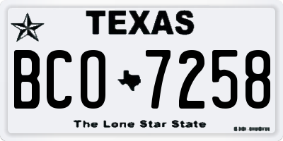 TX license plate BCO7258