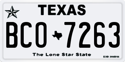 TX license plate BCO7263