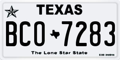 TX license plate BCO7283