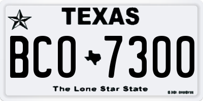 TX license plate BCO7300