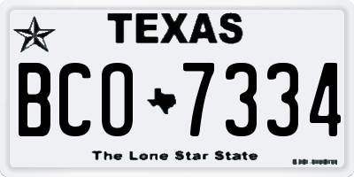 TX license plate BCO7334