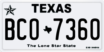 TX license plate BCO7360