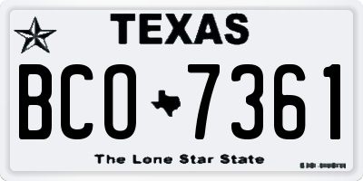 TX license plate BCO7361