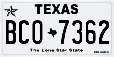 TX license plate BCO7362