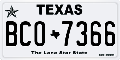 TX license plate BCO7366