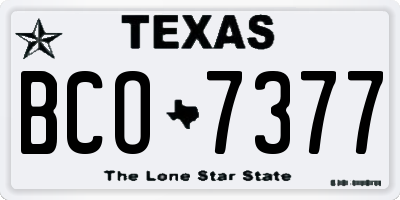 TX license plate BCO7377