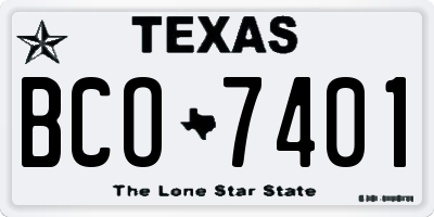 TX license plate BCO7401