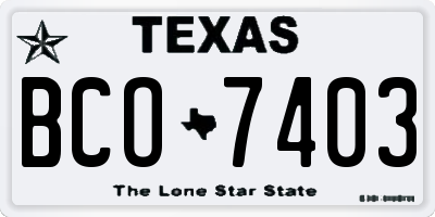 TX license plate BCO7403