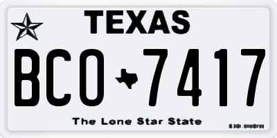 TX license plate BCO7417