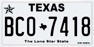 TX license plate BCO7418
