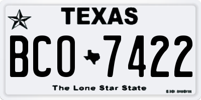 TX license plate BCO7422