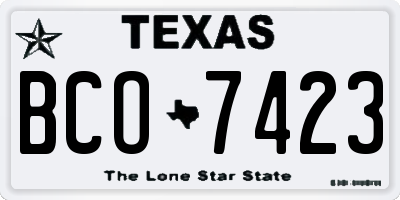 TX license plate BCO7423