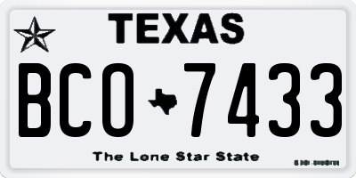 TX license plate BCO7433