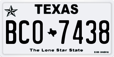 TX license plate BCO7438