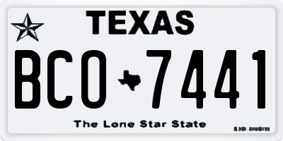 TX license plate BCO7441