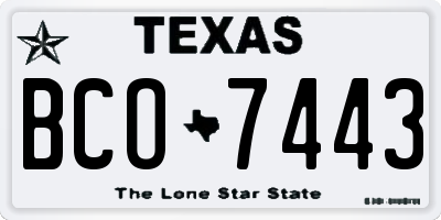 TX license plate BCO7443