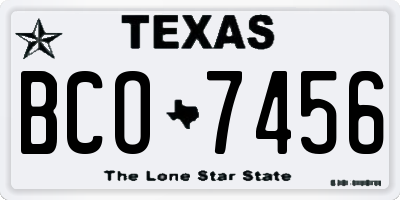 TX license plate BCO7456