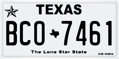 TX license plate BCO7461