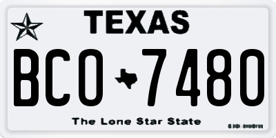TX license plate BCO7480