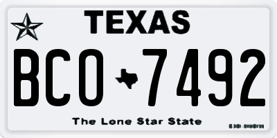 TX license plate BCO7492