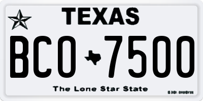 TX license plate BCO7500