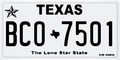 TX license plate BCO7501