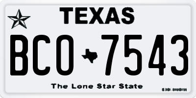 TX license plate BCO7543