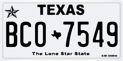 TX license plate BCO7549