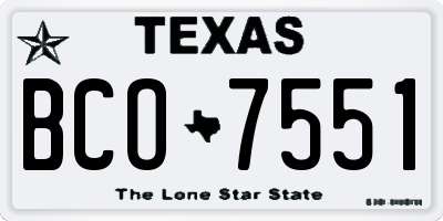 TX license plate BCO7551