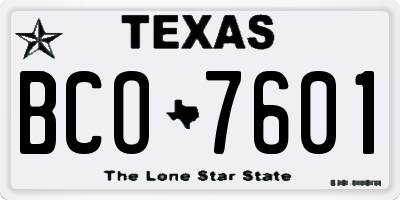 TX license plate BCO7601