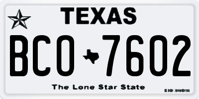 TX license plate BCO7602