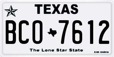 TX license plate BCO7612