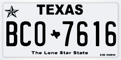 TX license plate BCO7616