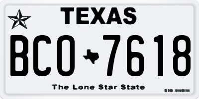 TX license plate BCO7618